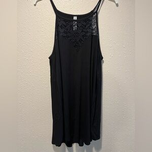 Black lace neck tank top